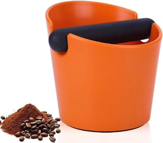 5 Inch Coffee Knock Box Shock-Absorbent Durable Barista Style Knock Box With Removable Knock Bar and Non-Slip Base Gift (S-Orange)