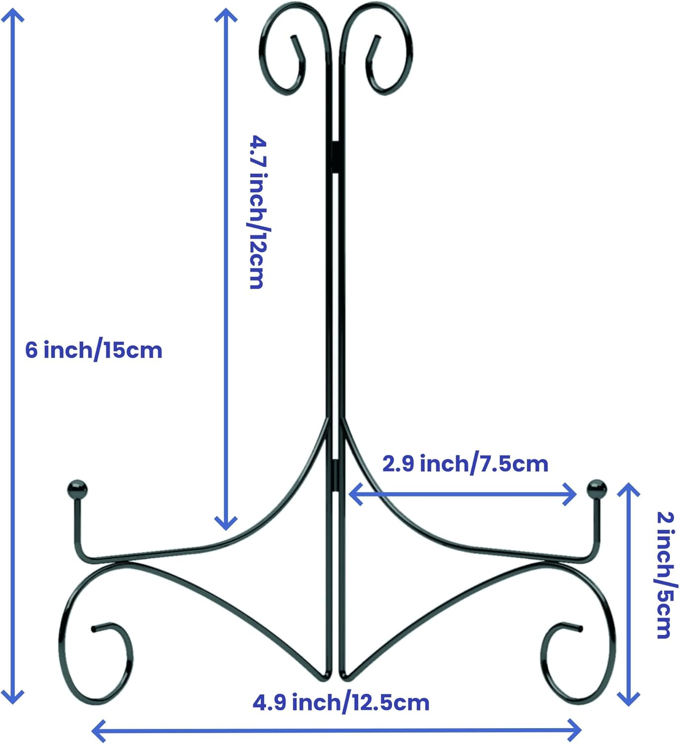 Plate Stand for Display with Hinged Folding Design, 6 Inch Picture Stands for Tables, Small Easels for Displaying Book, Art Piece, Photo and Platter, 6’’ Black, 2-Pack