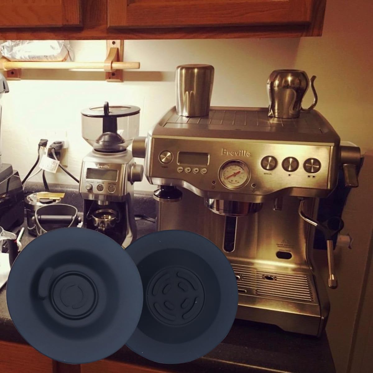 2 PCS 54mm Backflush Cleaning Disc for Breville Espresso Machine,silicone Disc for Breville Espresso Machine Part 878/870/860/880/810/840/450/500,Gray