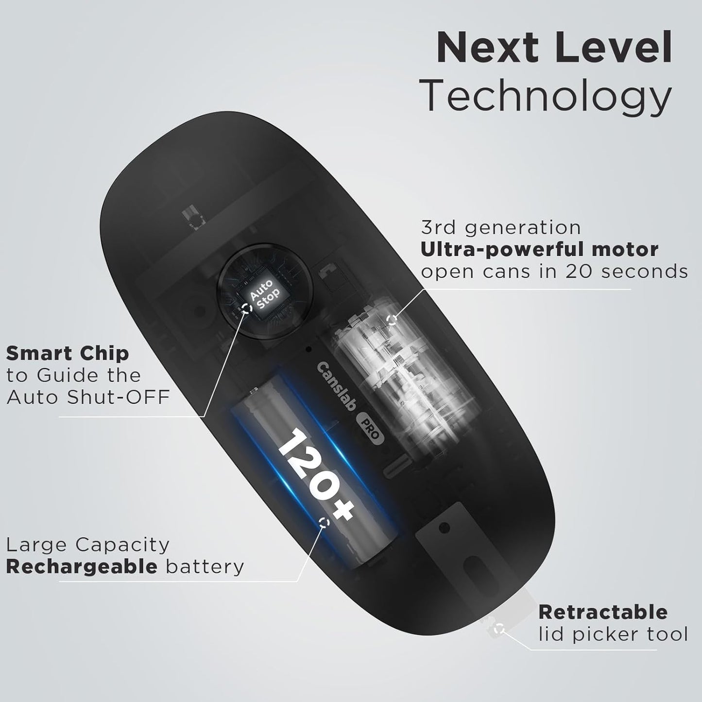 Ultrablade PRO Auto Stop Can Opener - Rechargeable Electric Can Opener for Kitchen for Seniors with Arthritis - One Touch Side Cut Opener, Smooth Edge, Handfree, Wall Mounted Small, Titanium