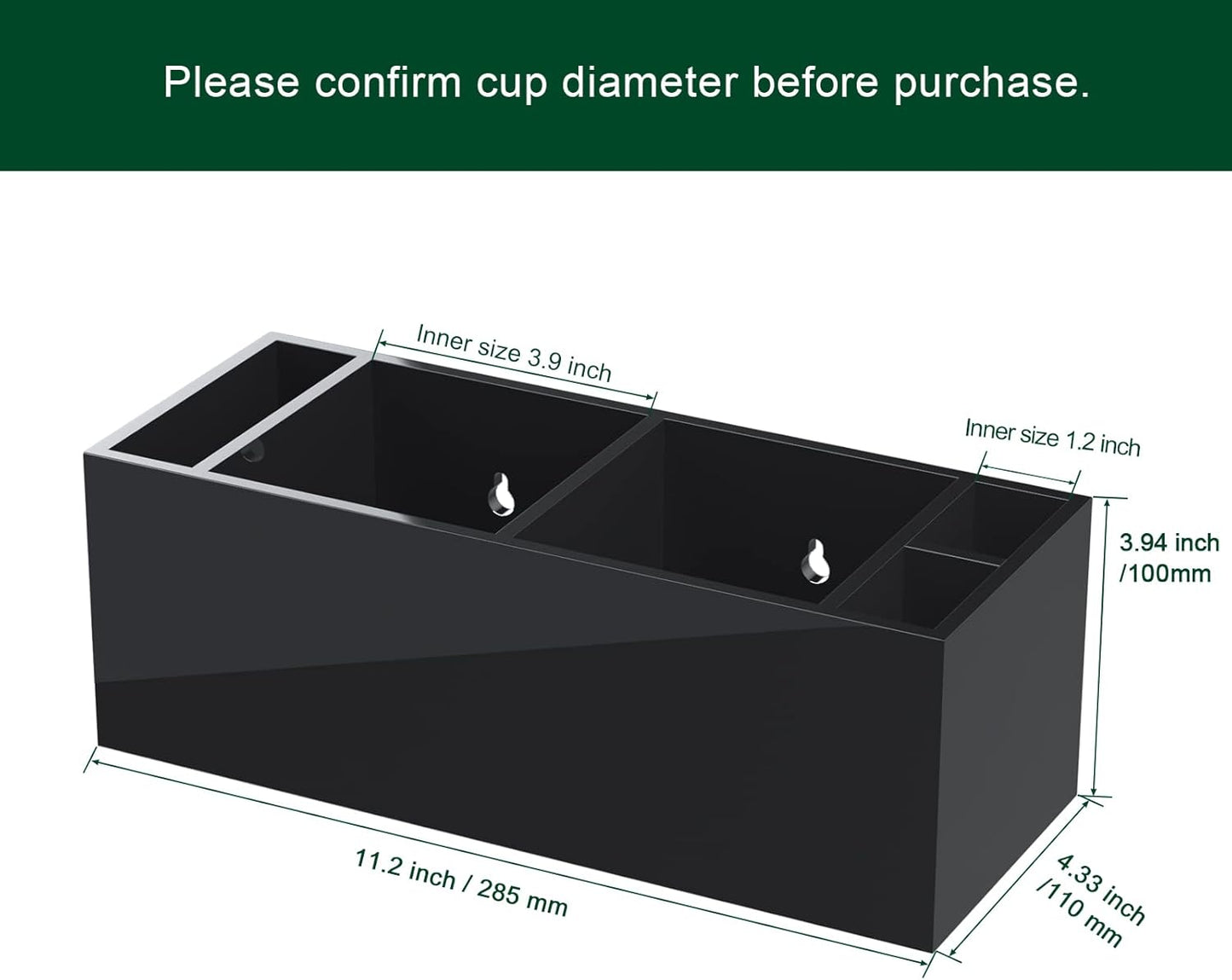 Double Cup Holder with Marker Slot, Party Cup Dispenser Acrylic Cup Organizer Mark Your Cup and Drink Up Caddy Modern Bar Counter Decor, Black