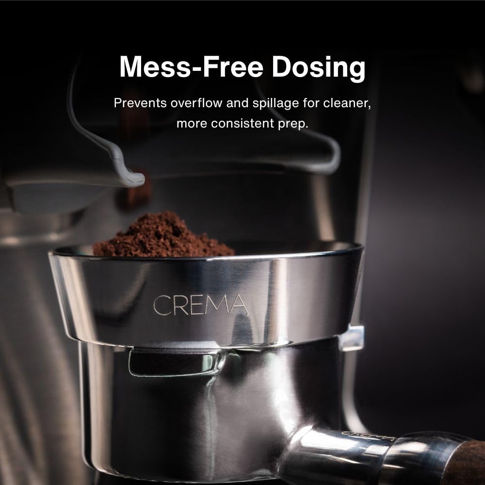 Crema Coffee Products 54mm Dosing Funnel|Compatible with 54mm Breville Portafilter,DualBoiler and OracleEspressoMachines|PreventsSpillage&Waste|DurableStainlessSteel|EasyFit for Clean,ConsistentDosing