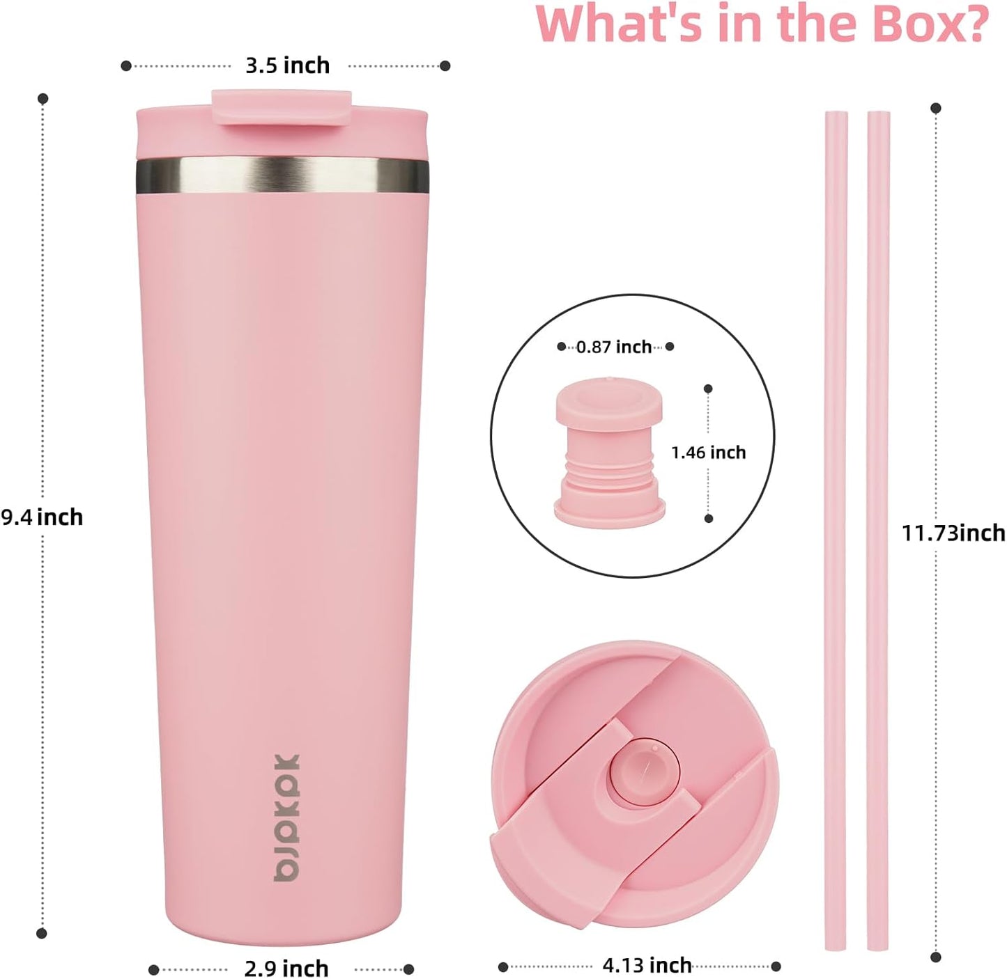 BJPKPK 30oz Tumbler With lid And Straw Stainless Steel Travel Coffee Mug Insulated Tumblers Cups,Light Pink