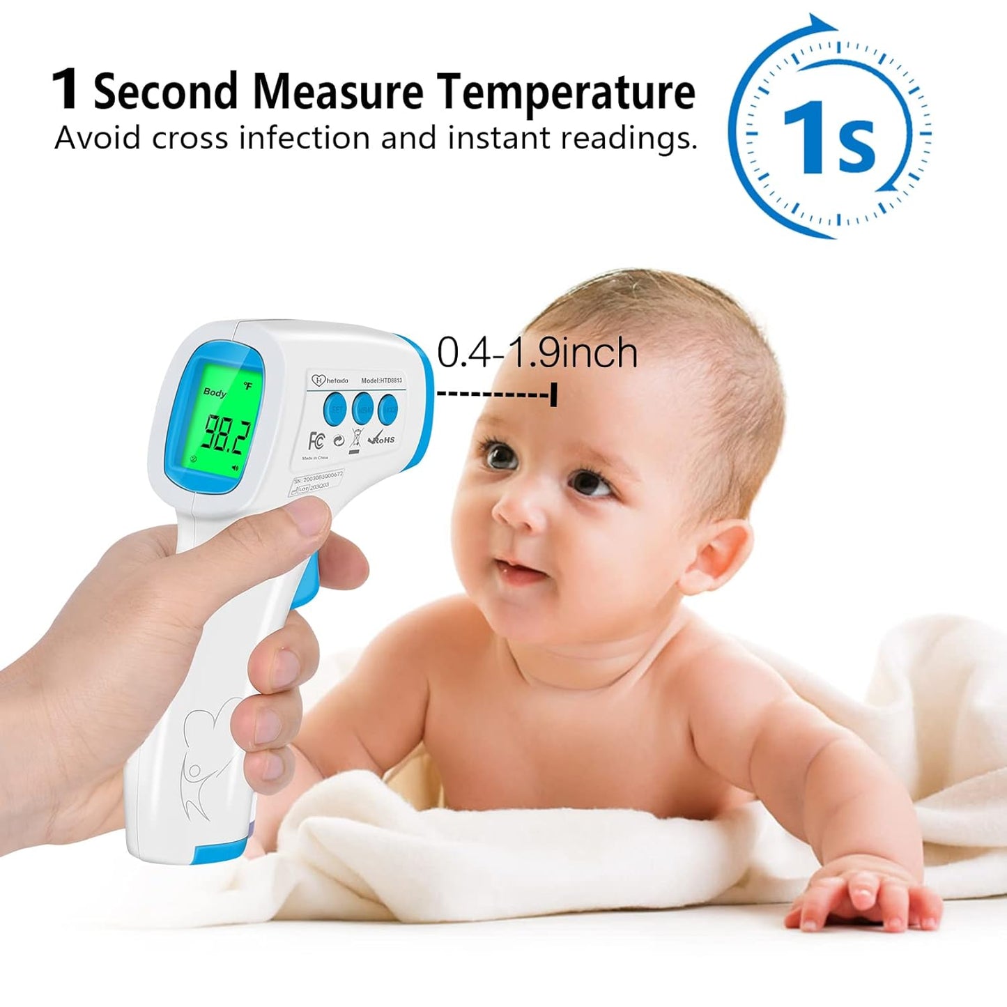 Digital Thermometer for Adults and Kids, No Touch Forehead Thermometer for Baby, 2 in 1 Body Surface Mode Infrared Thermometer with Fever Alarm and Instant Accuracy Readings