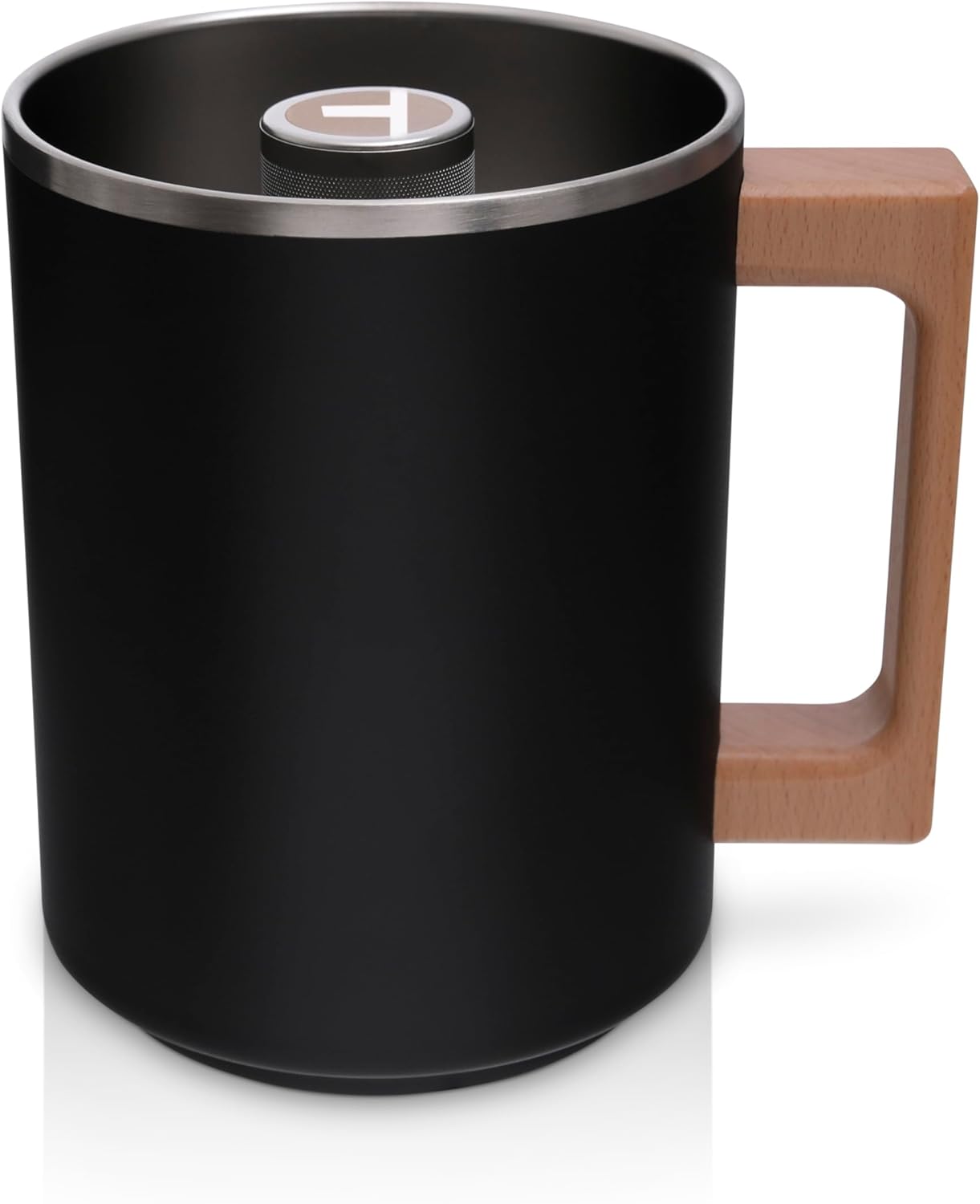 HASTINGS Pour Over Coffee Dripper - Stainless Steel Pour Over Coffee Filter, Metal Paperless Reusable Double Mesh Cone Filter with Wood Handle - Coffee Maker for Single Cup Brew up to 68 OZ (Black)