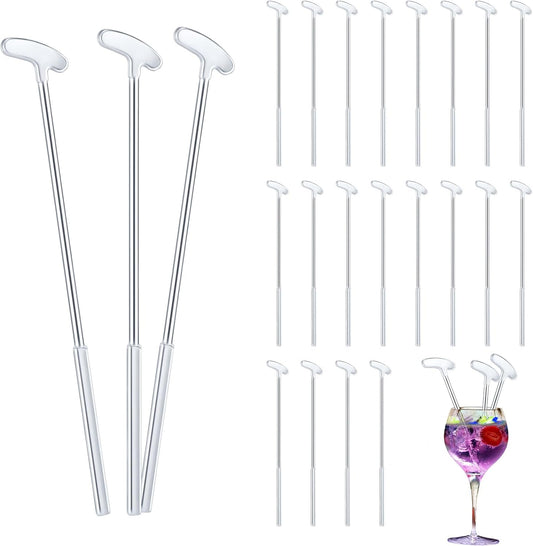 Golf Putter Swizzle Stir Sticks Coffee and Cocktail Stirrers 7.48 Inch Drink Plastic Golf Club Cocktail Swizzle Sticks Party Decorations Favors Reusable for Garnish or Mixers (Silver,30)