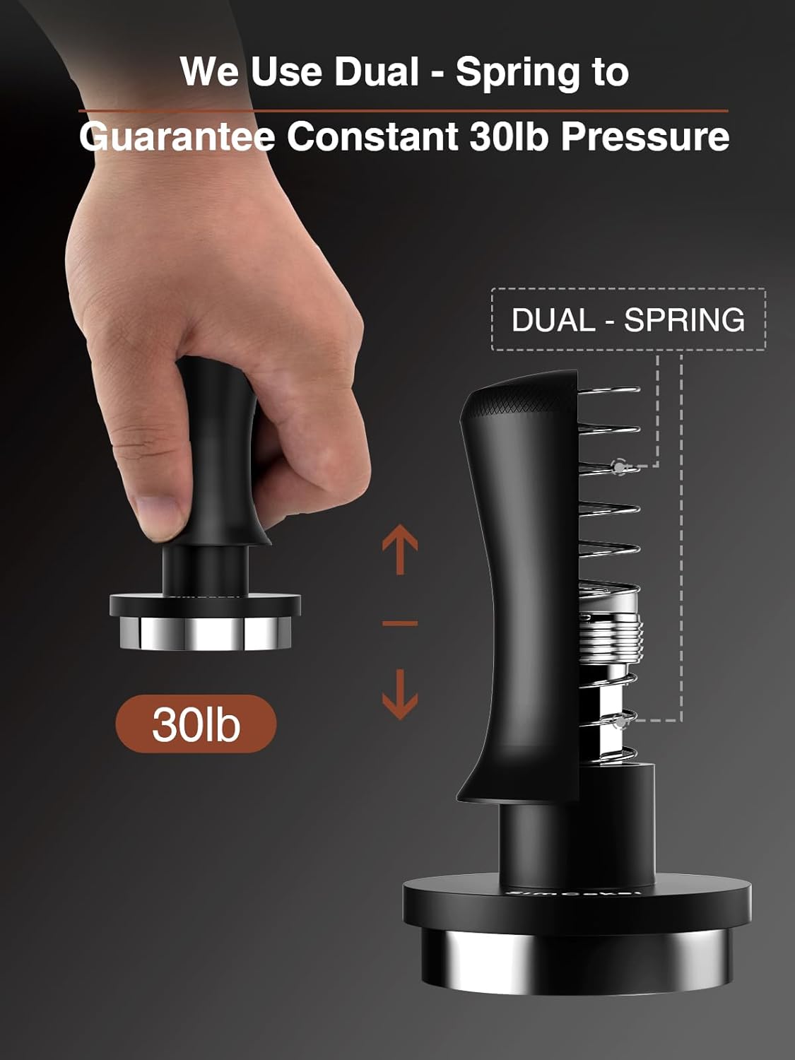 Espresso Tamper, Barista 58mm Coffee Tamper,Spring-loaded,Stainless Steel,Flat Base