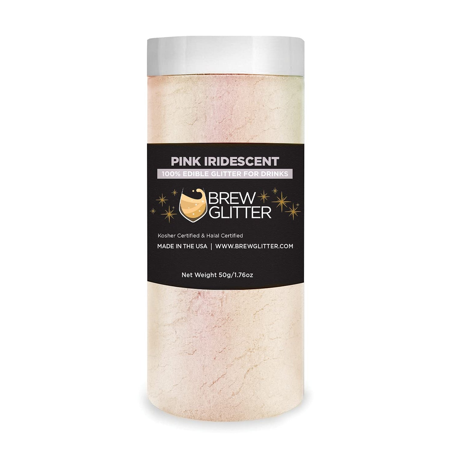 Brew Glitter - Pink Iridescent (50g 1x Jar) | Edible Glitter for Drinks, Cocktails, Beer, Garnish & Beverages