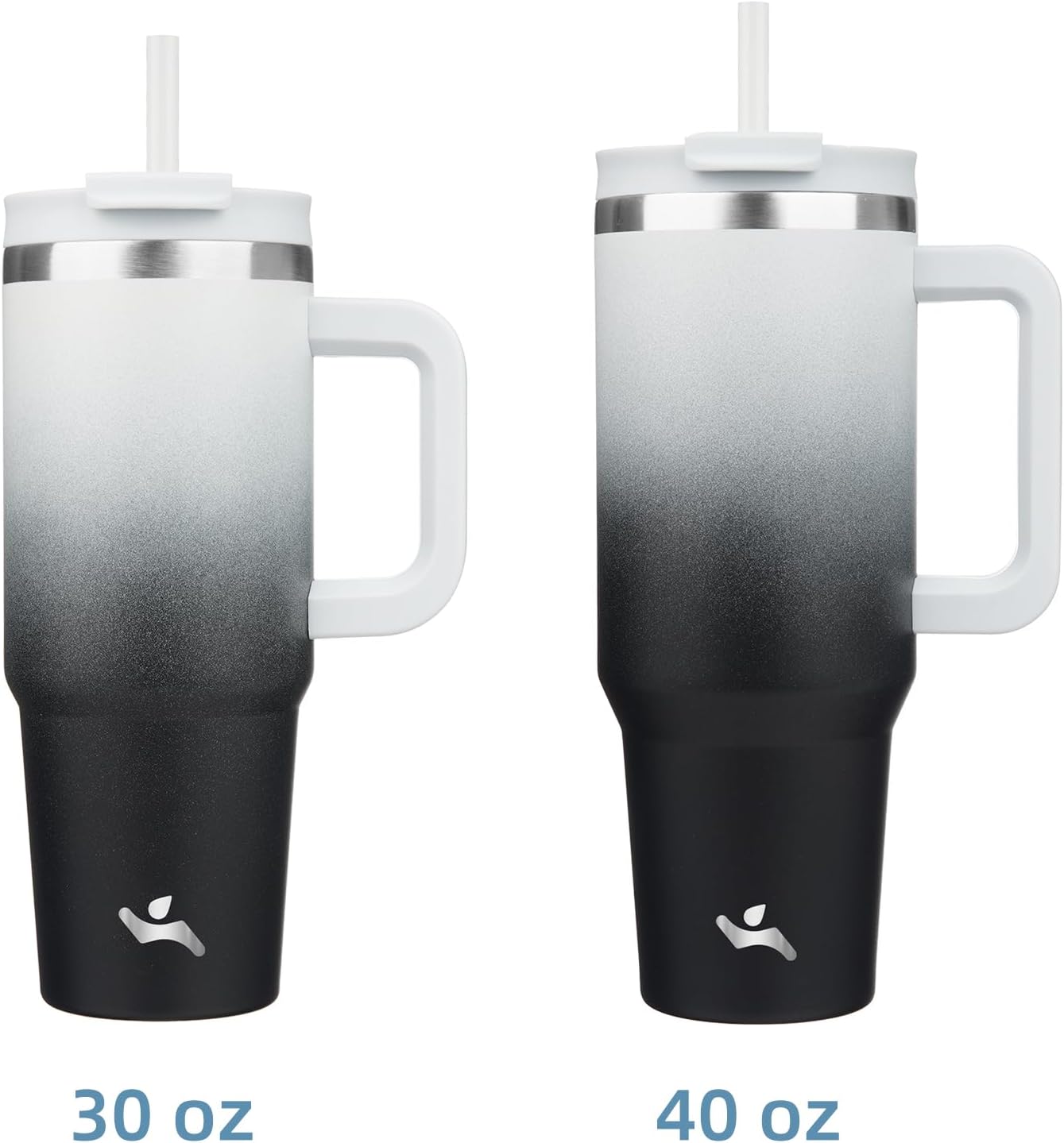 40 oz Tumbler with Handle and 2 Straws,2 in 1 Lid Insulated Water Bottle Stainless Steel Travel Coffee Mug,Day Night