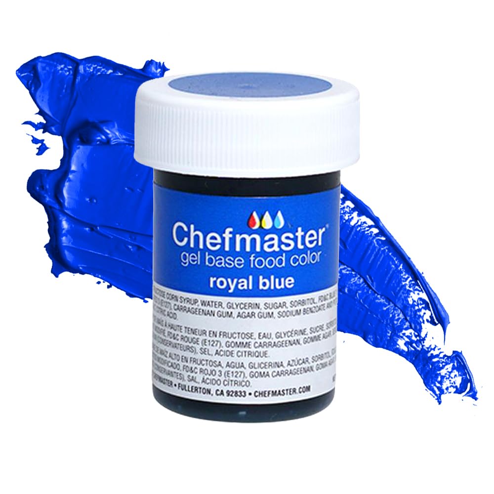 Chefmaster Royal Blue Gel Food Coloring | Vibrant Color | Professional-Grade Dye for Icing, Frosting, Fondant | Baking & Decorating | Fade-Resistant | Easy-to-Use | Made in USA | 1 oz