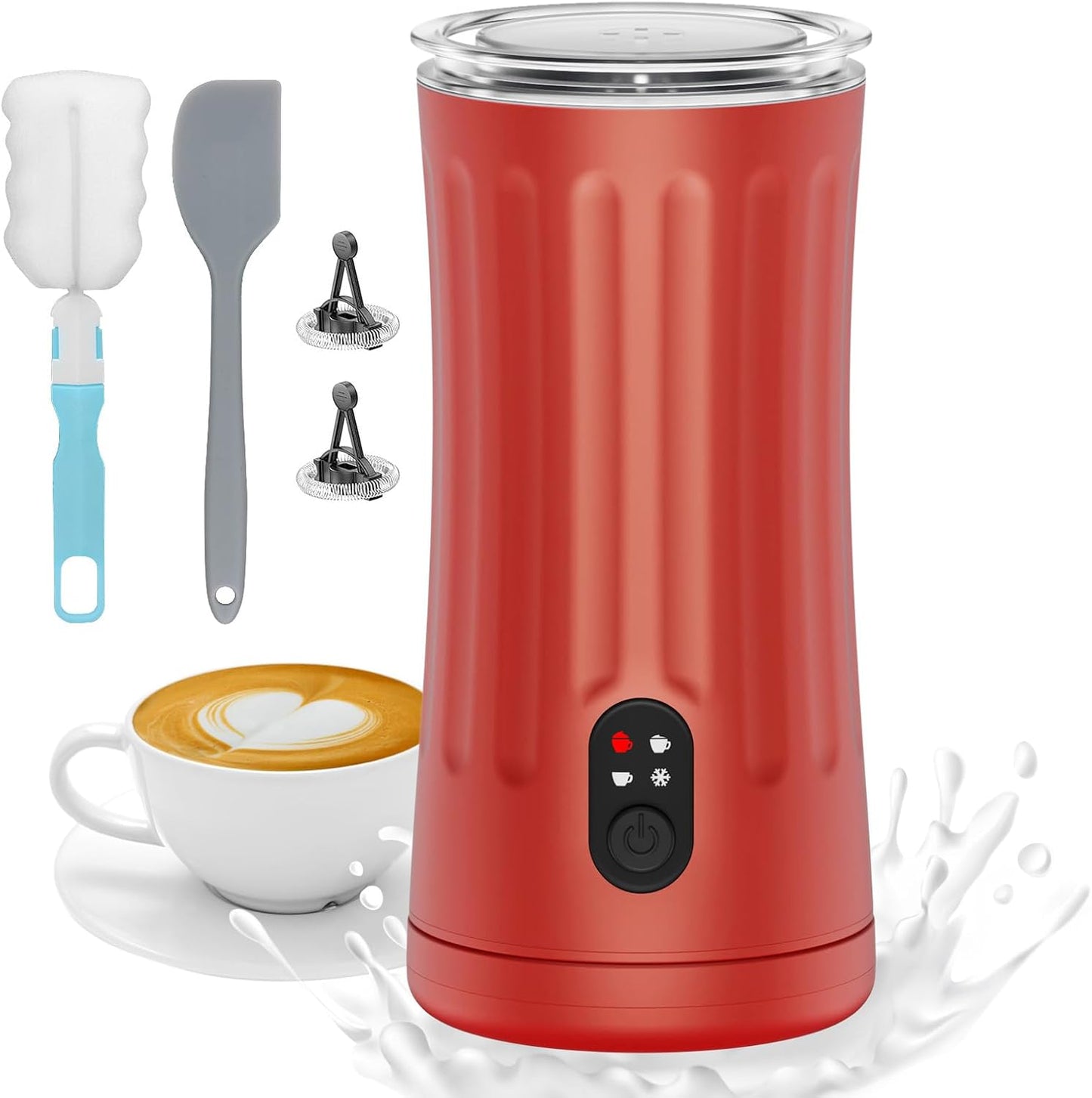Electric Milk Frother, 4-in-1 Milk Steamer and Frother, 8.1oz/240ml Automatic Warm and Cold Foam Maker, Auto Shut-Off Frother for Coffee, Latte, Cappuccino, Macchiato(Rose)
