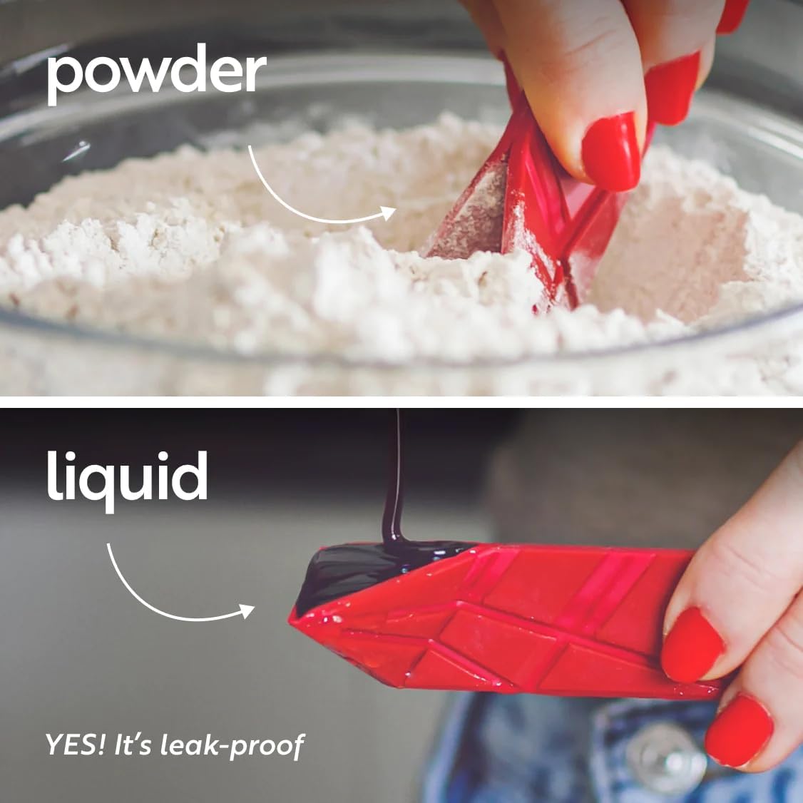 POLYGONS FLAT 3-IN-1 FOLDING MEASURING SPOONS | 2 Spoons with 6 Different Sizes (Blue)