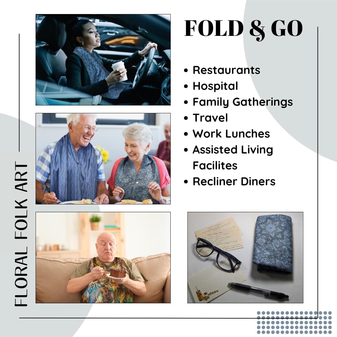 Adult Bib Scarf - Dignified Alternative to Bibs | Washable and Reusable Clothing Protectors for Eating