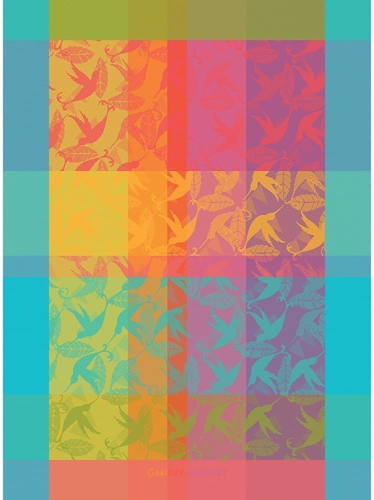 Garnier Thiebaut Mille Colibris Tor Antilles (One Thousand Hummingbirds) French Kitchen Towel 22"x30", Cotton, Jacquard