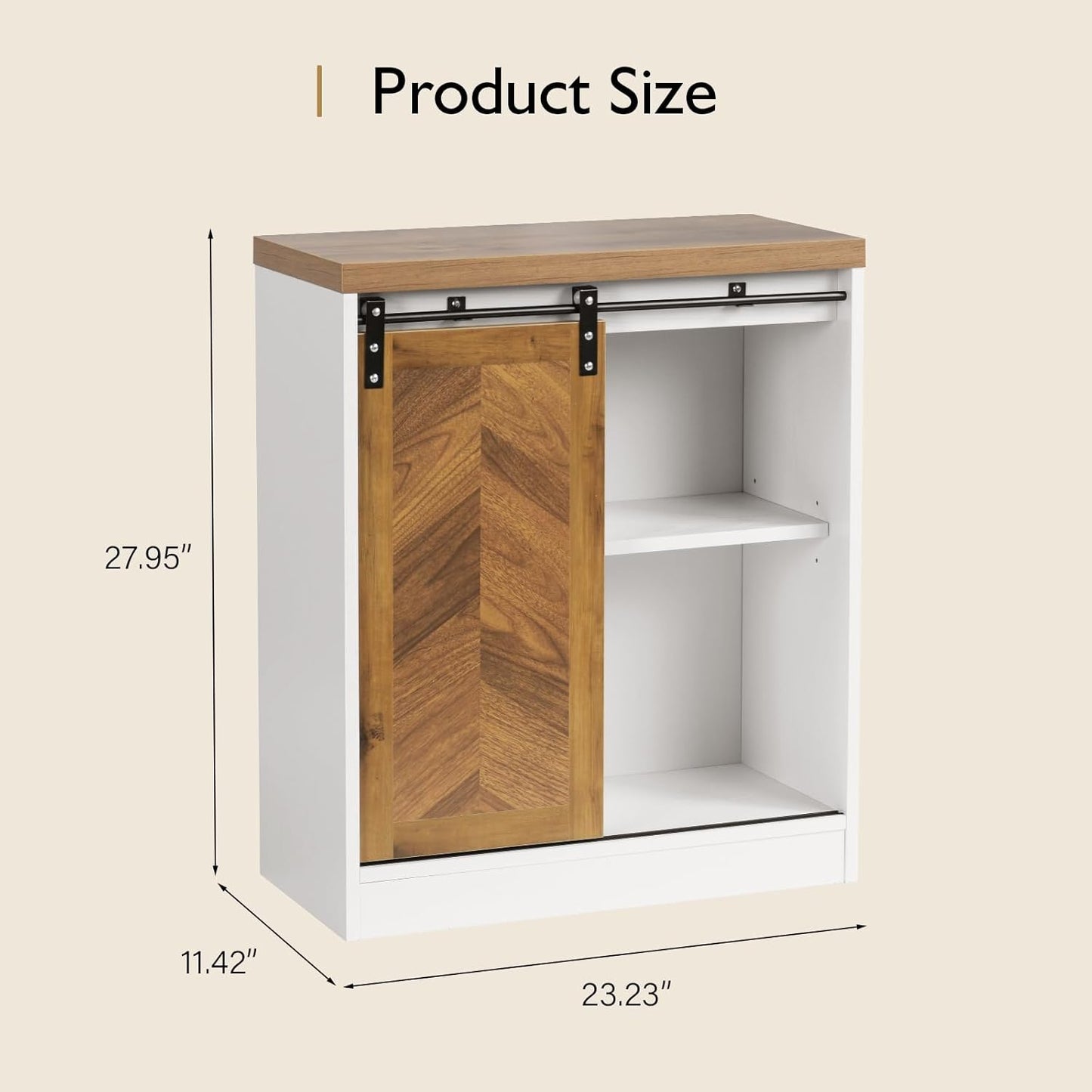 Coffee Bar Station with Sliding Barn Door, Small Coffee Bar Cabinet with Storage for Kitchen, 47 Inch