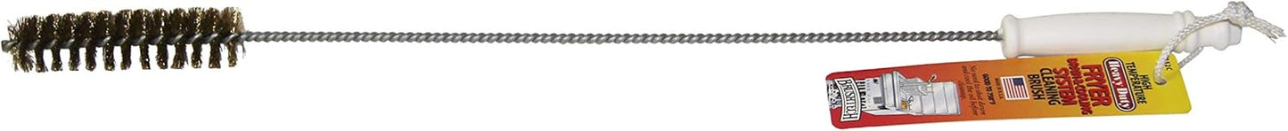 FryOilSaver Co. 27" Straight Deep Fryer Drain Cleaning Brush & Cooling System Cleaner Brush, Up to 750F High Heat Resistant Brass Bristle for Pipes & Sink Cleaning for Busy Kitchen & Restaurant - B52C