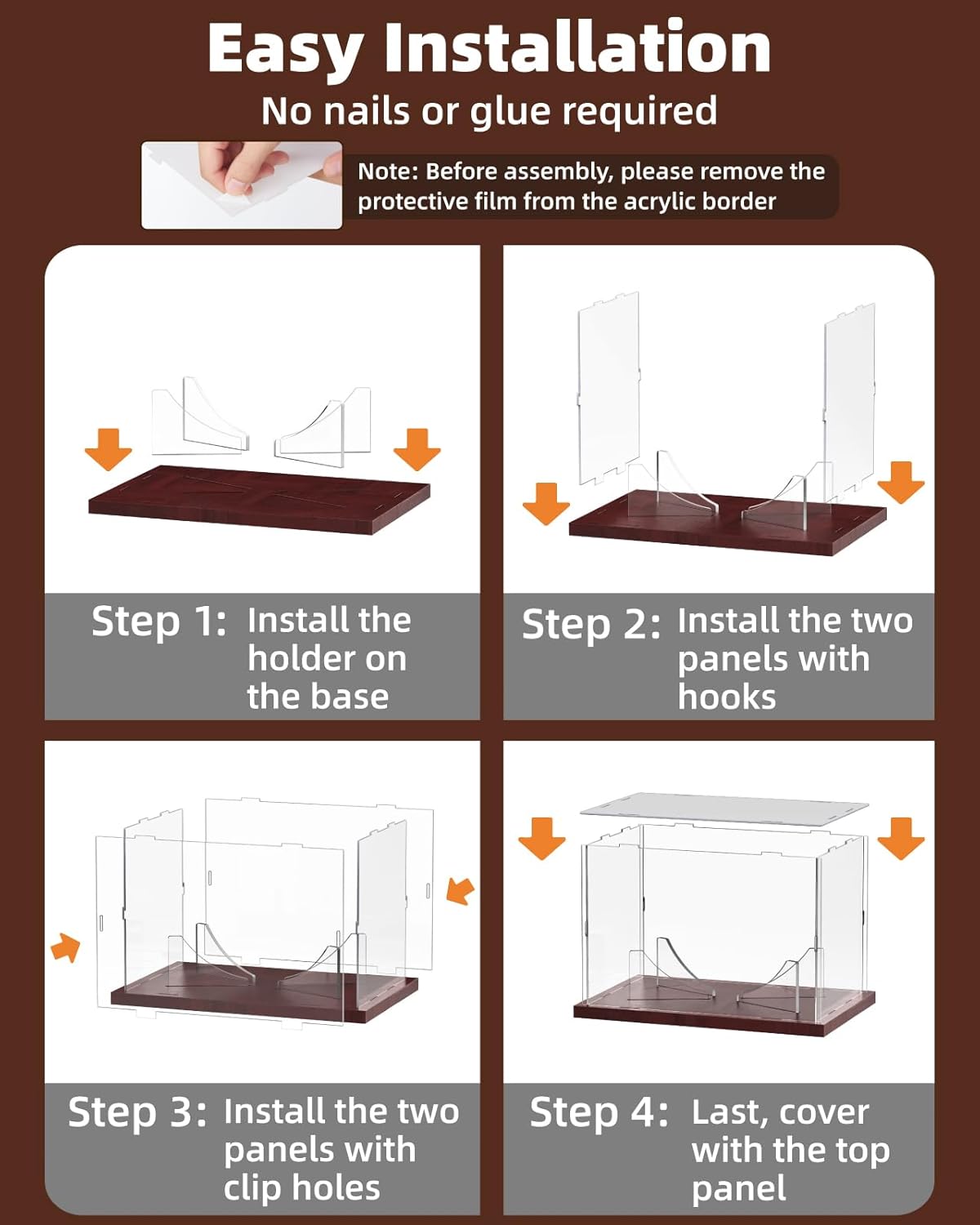 Football Display Case Acrylic Clear, Football Stand Holder Full Size with Solid Wood Base, UV Protected Football Display Box with Removable for Football Fans & Collectors, Memorabilia & Gift