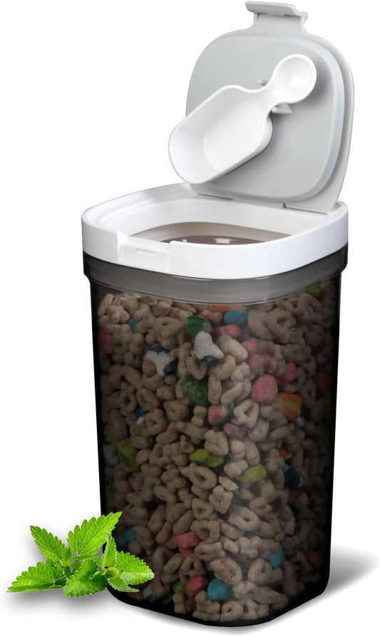 Airtight Food Storage Container with Scoop, 1.6 Qt Durable Plastic Pantry Kitchen Canister for Flour, Sugar, Coffee, Includes Scoop and Lid, BPA-Free, Stackable, Easy-Clean