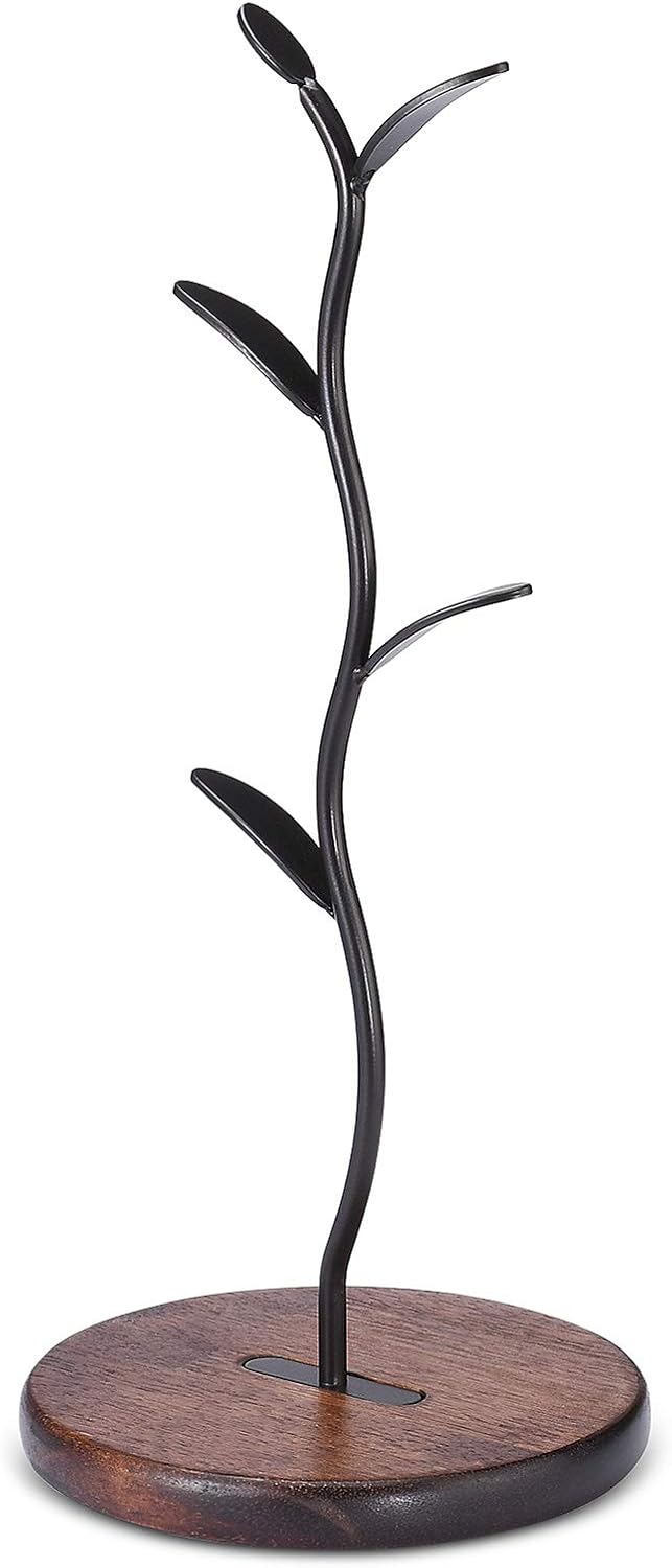 ALLCENER Mug Holder, Countertop Mug Tree, Coffee Mugs & Tea Cup Storage Rack, Coffee Counter Bar Accessory & Kitchen Organizer, Black (single row)