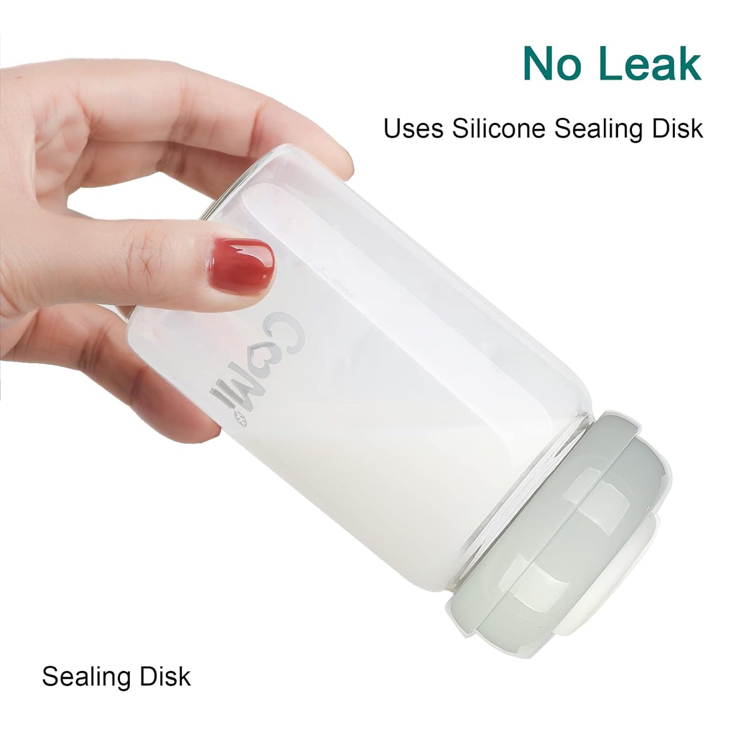 COMI Wide Neck Glass Breastmilk Collection n Storage Bottle, 6oz with Screw Ring Sealing Disk; Re-markable Sealing Disc. BPA Free, Fits Breast Pumps & Nipples (Gray Lids)