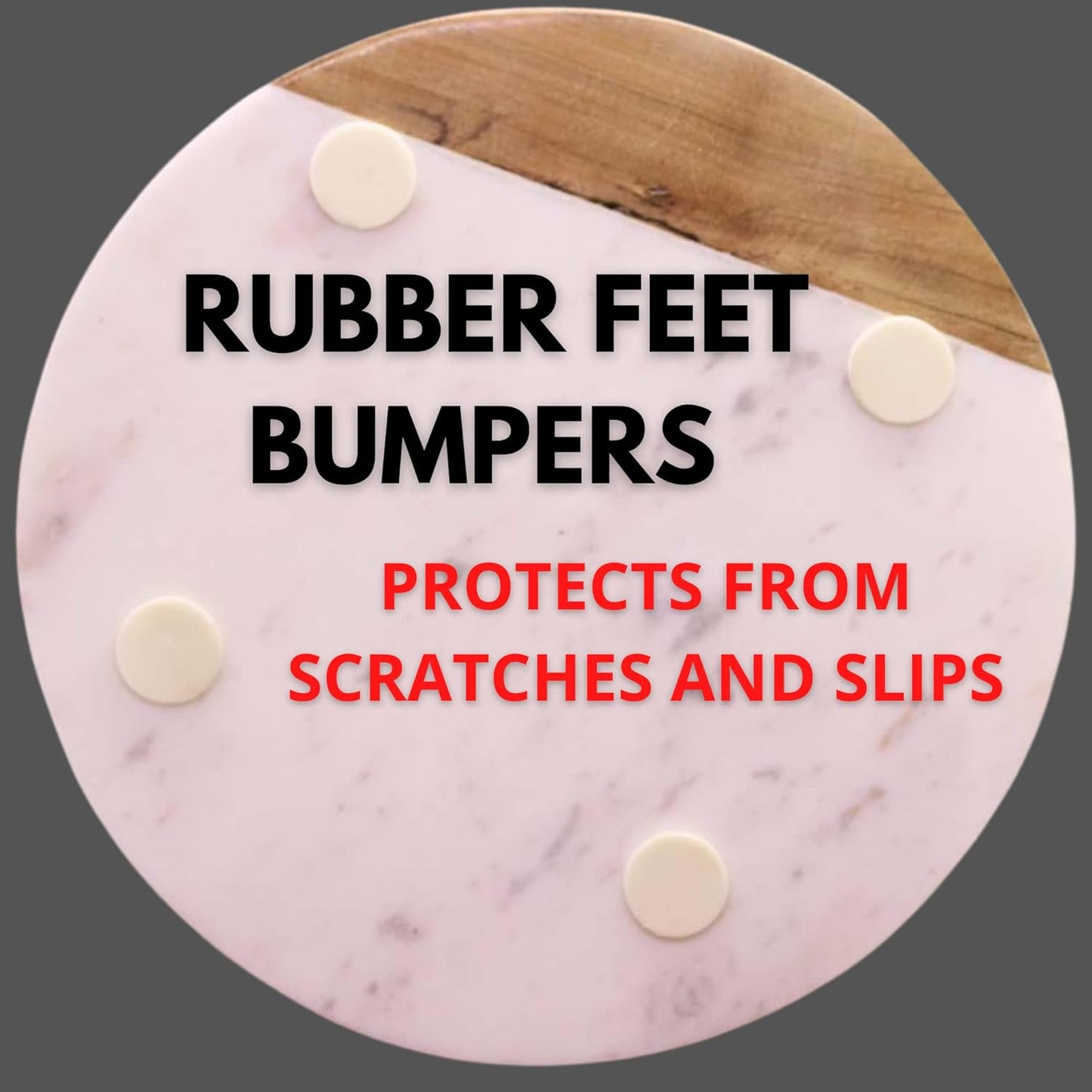 White Marble Board - Cheese Board | Acacia Wooden Serving Tray For Charcuterie, Cheese, Meats, Fruit, Crackers | Cutting Board, Serving Tray, Round Slab 10 Inches.