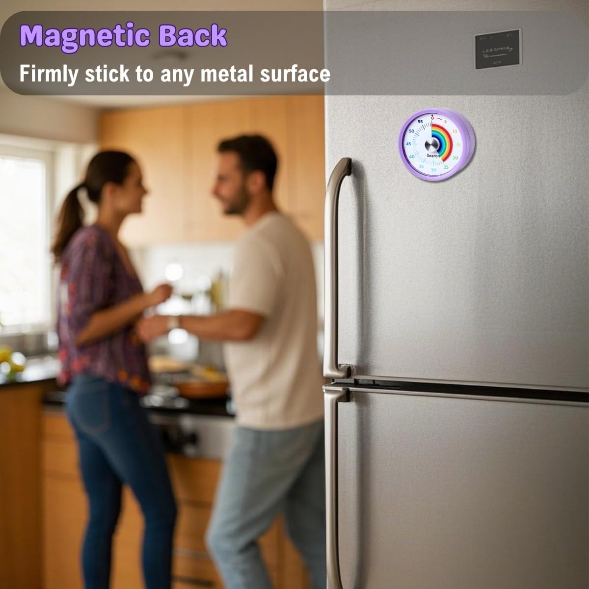 Searon Kitchen Timers for Cooking, Magnetic Visual Timer for Kids Teachers Classroom School ADHD Autism Oven or Adult with Special Needs (Purple)