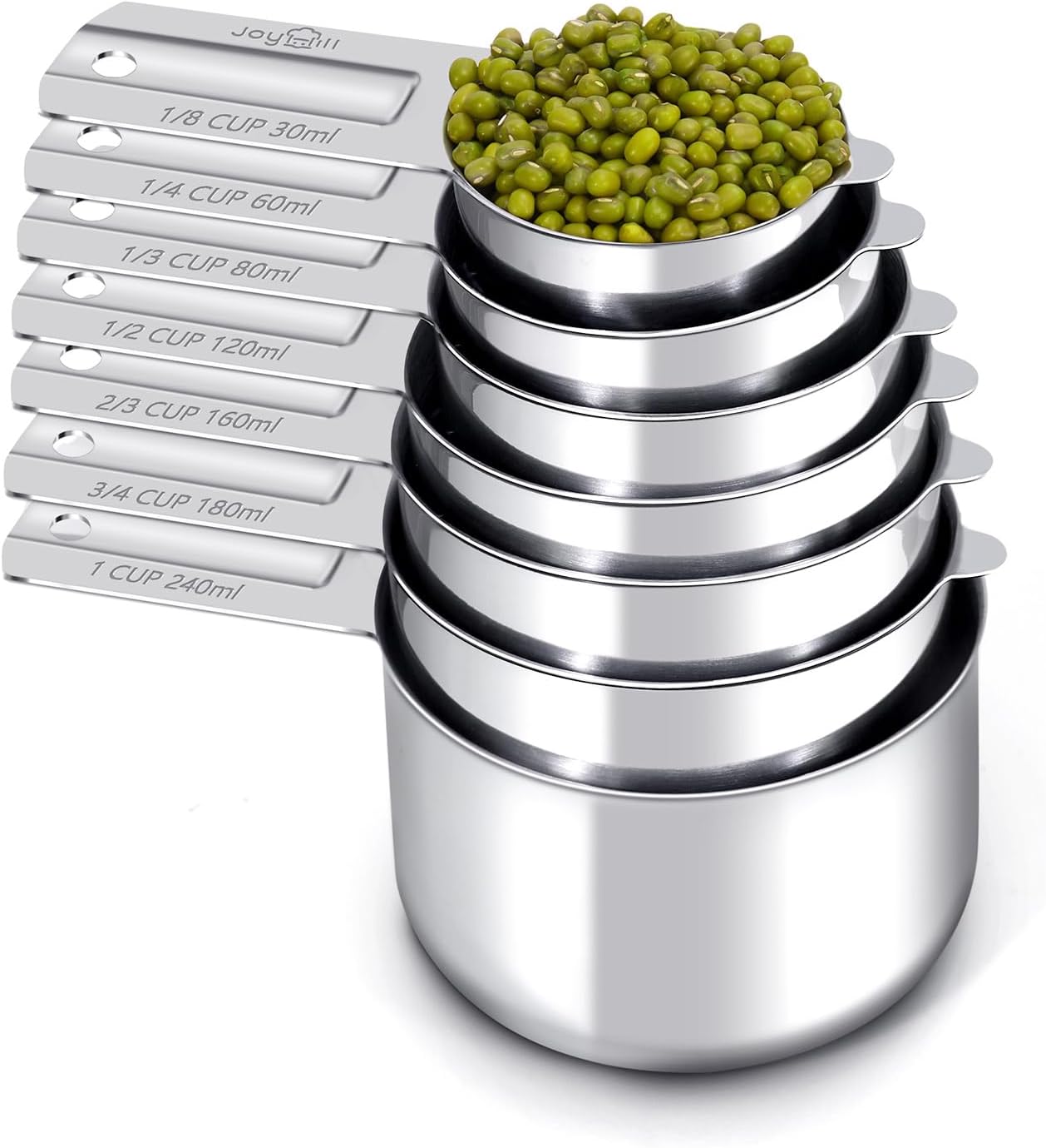 Joyhill Measuring Cups of 7 Pieces, 304 Stainless Steel Measuring Cups Metal for Baking Cooking, Dry and Liquid Ingredients