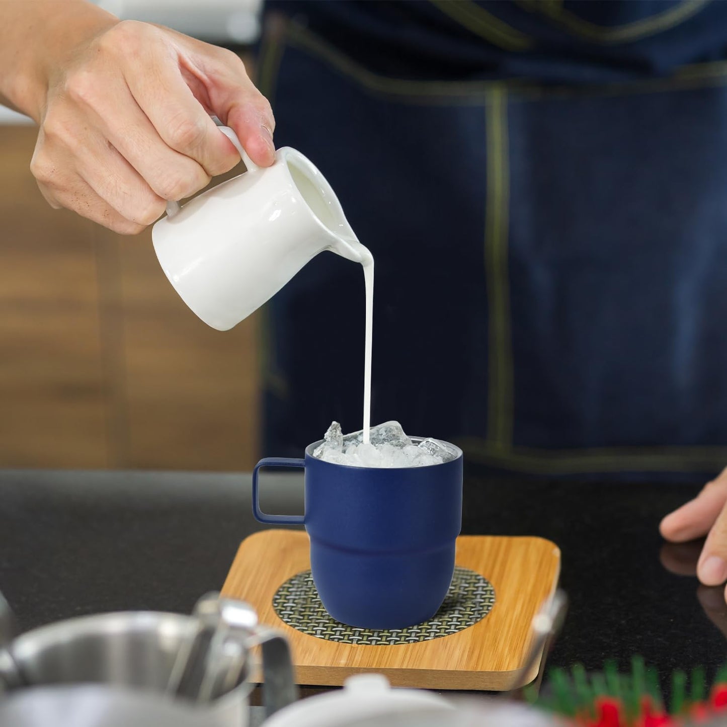 4oz Espresso Cup Set of 2, Insulated Espresso Mug With Lid and Straw, Espresso Shot Glasses with Handle, Double Walled Stainless Steel Small Expresso Shots Cup for Coffee