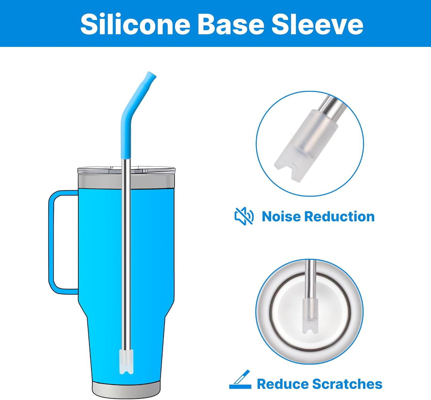 Stainless Steel Straws for 42 oz YETI Tumbler, 4 Pcs Metal Straws Reusable with Silicone Tip for 42 oz YETI, 30oz Stanley Cup(Color 1)