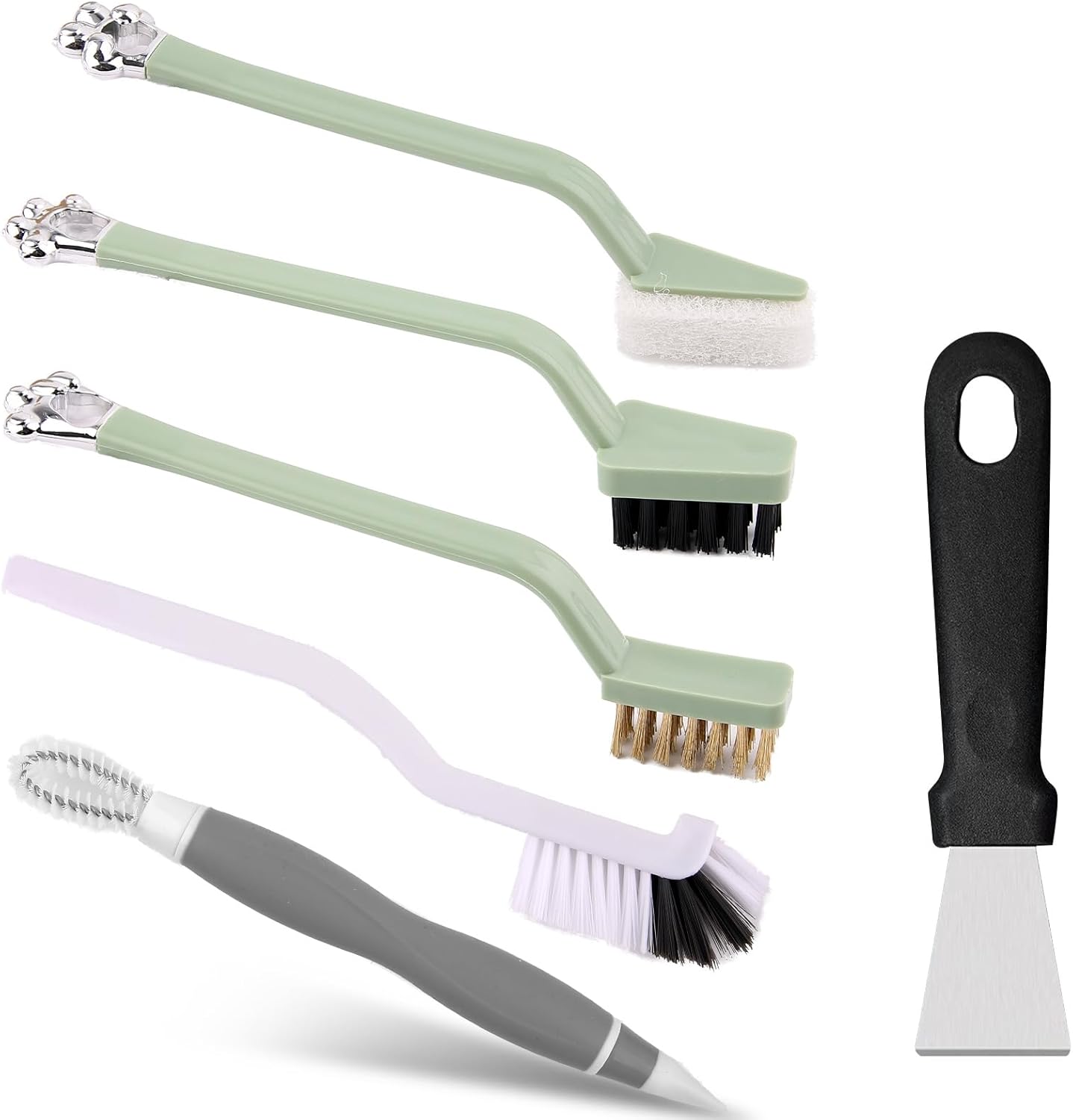 6Pack Kitchen Cleaning Brush Set,Deep Clean Gas Stove Brass Brush, Kitchen Sink Nylon Brushes,Cooktop Scraper,Stiff Bristles Rust Removing and Dust, Scrubber Brush for Range Hood Grease Grime