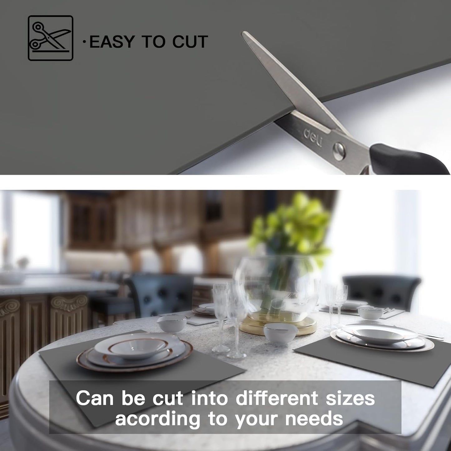 2MM Thick Silicone Countertop Mat, 35.4"x 23.6" Silicone Mats for Kitchen Counter, Nonslip Heat Resistant Mat, Large Kitchen Counter Mats, Waterproof Countertop Protector, Dark Green