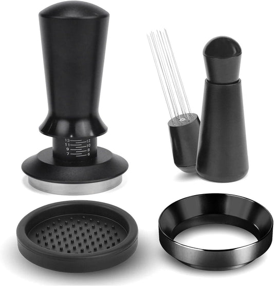 51mm Espresso Accessories Kit, Calibrated Spring Loaded Tamper, WDT Tool Espresso Machine Accessories Kit and Dosing Funnel Set, Coffee Tamper Tool and 51mm Portafilters, Barista Tools