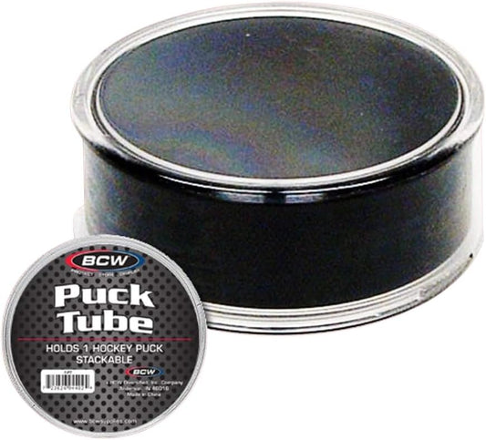BCW Hockey Puck Tube Display Case - 1 ct - Crystal Clear, Stackable & Snug Fit