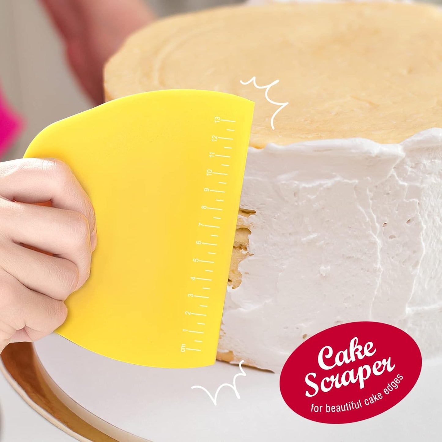 Teenitor 2 Pieces Dough Scraper, Dough Cutter Bench Scraper, Dough Scrapers Multipurpose Food Scrapers for Dough, Cake, Bread Yellow and Green