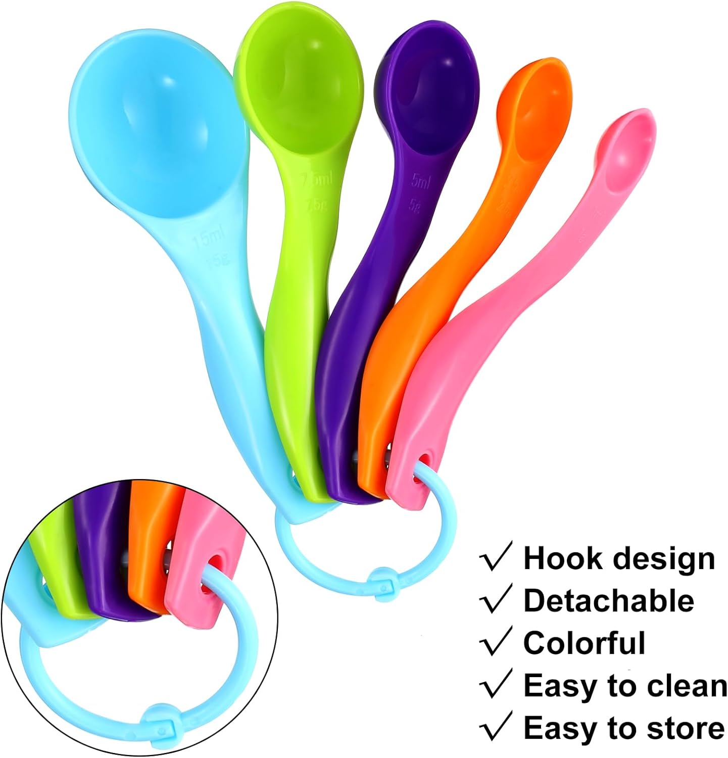 20 Pieces Plastic Colorful Measuring Cup Spoons for Kitchen Cooking Baking Dry and Liquid Ingredients