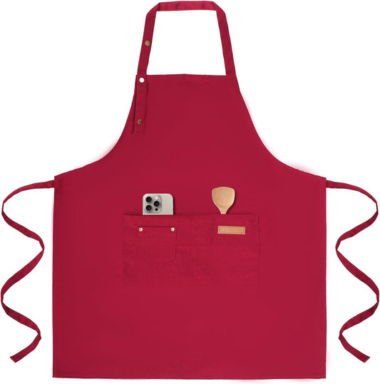 Tosewever Art Aprons for Women Painting Pottery Baking, Mens Buckle Straps Kitchen Apron with Pockets for Chef Cooking