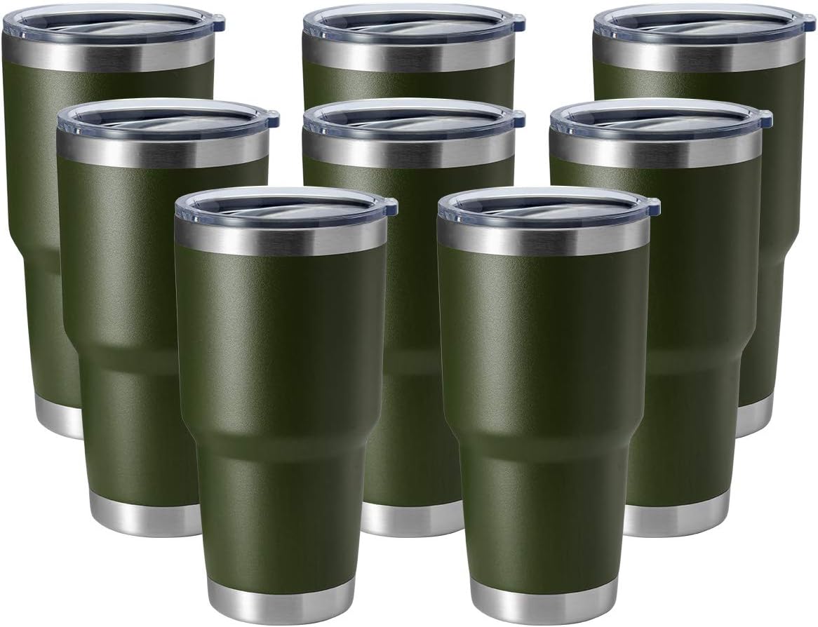 HASLE OUTFITTERS 30oz Stainless Steel Tumbler, Double Wall Vacuum Insulated Travel Mug Tumbler, Durable Insulated Coffee Mug, Gift Box Set (Amey Green, 8)