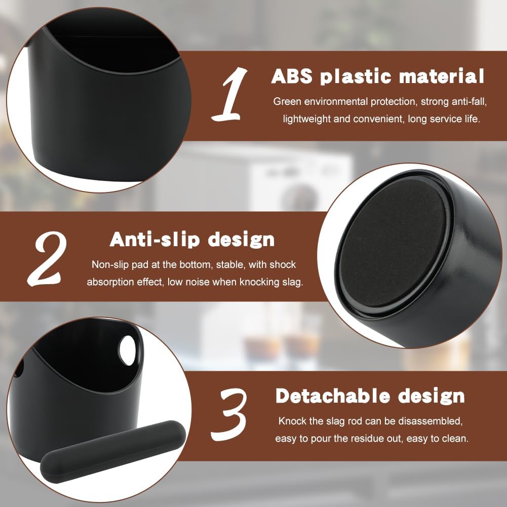 Espresso Knock Box 4.3 Inch Small Coffee Grounds Bin with Removable Knock Bar Non Slip Base Splash Proof Mini Knock Box for Home Cafes Restaurants