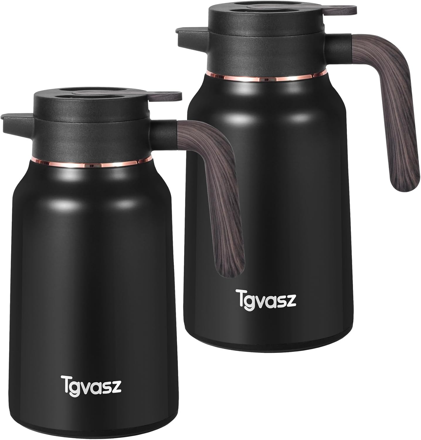 51 Oz Carafes for Hot Liquid, Stainless Steel Insulated Vacuum Thermal Coffee Carafes For Keeping Hot, 1.5 Liter Coffee Dispenser(Black/Black)