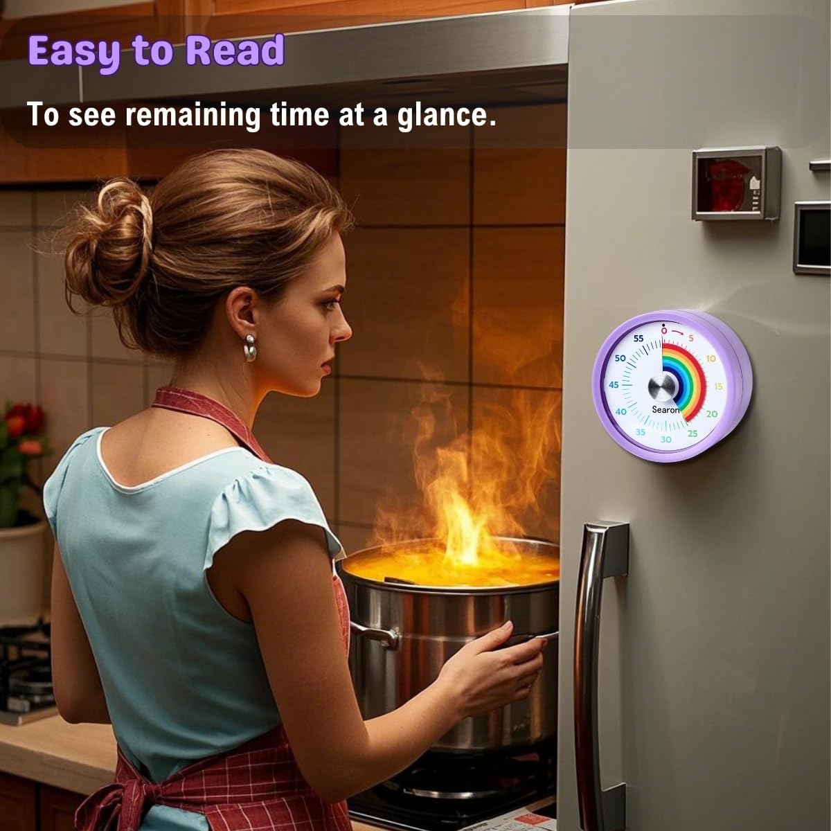 Searon Kitchen Timers for Cooking, Magnetic Visual Timer for Kids Teachers Classroom School ADHD Autism Oven or Adult with Special Needs (Purple)