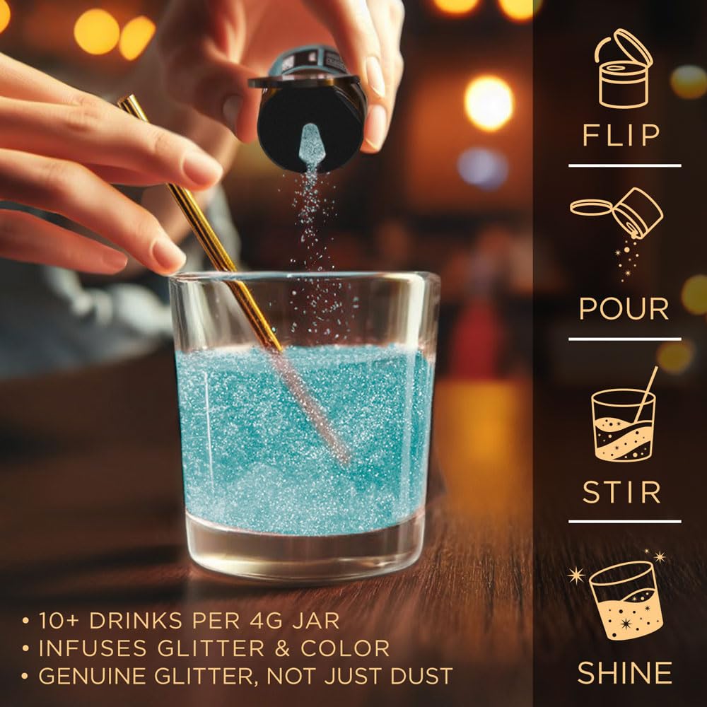 Brew Glitter Teal Edible Drink Glitter 1x 4g Jar for Cocktails, Beer, & Beverages