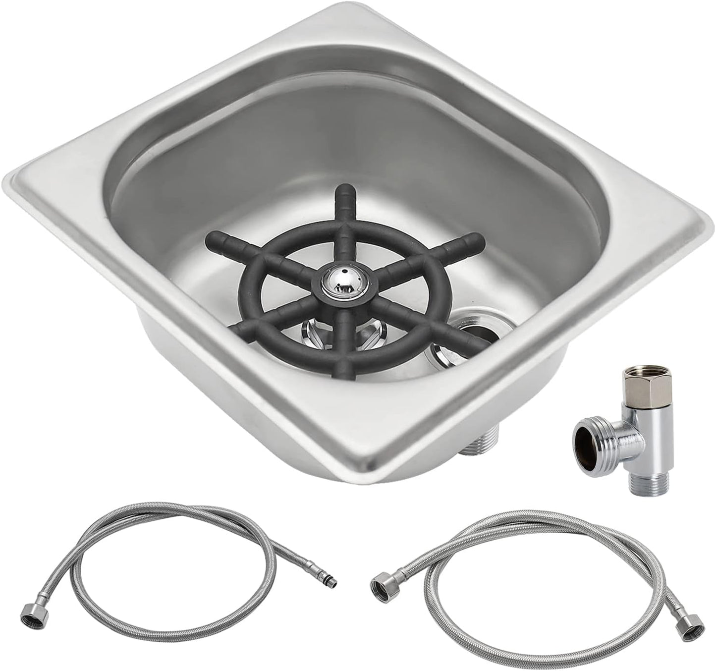 DIBTSA Pitcher Rinser, Automatic Glass Cup Washer, Stainless Steel Coffee Milk Tea Cup Cleaner, for Home Kitchen Hotel Bar Restaurant (6.9x6.3x2.6 Inch)