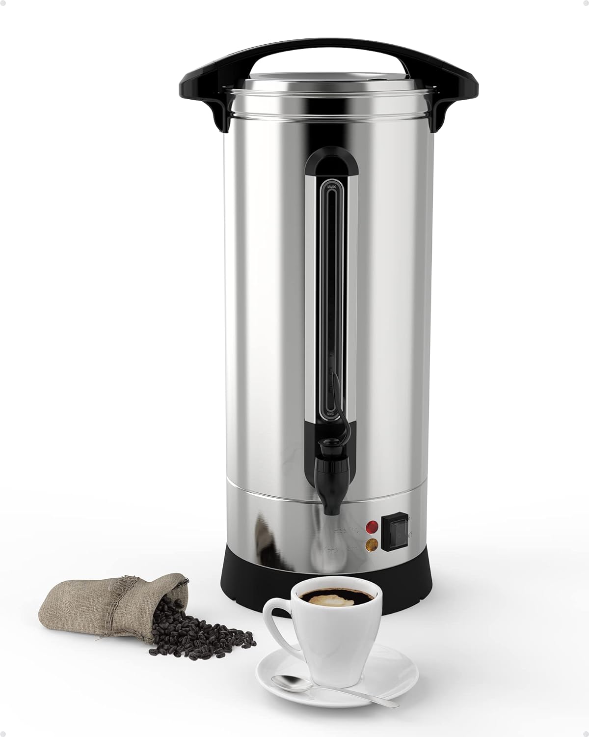 Commercial Coffee Maker Coffee Urn -16L Large Percolator Pot Dispenser with Double-Wall Stainless Steel, Quick Brew, Stays Hot - Also for Water, Tea, Beverage at Events & Catering - 130 Cup