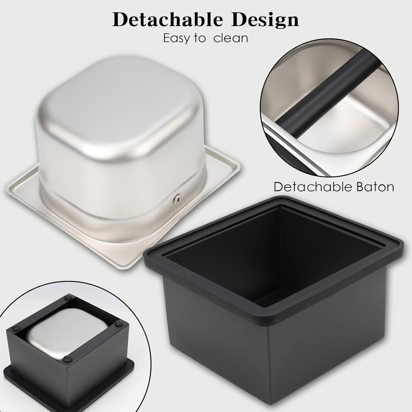 Espresso Knock Box, Stainless Steel Coffee Bag Container, With Steel Bracket And Noise Reducing Rubber Ring (S)