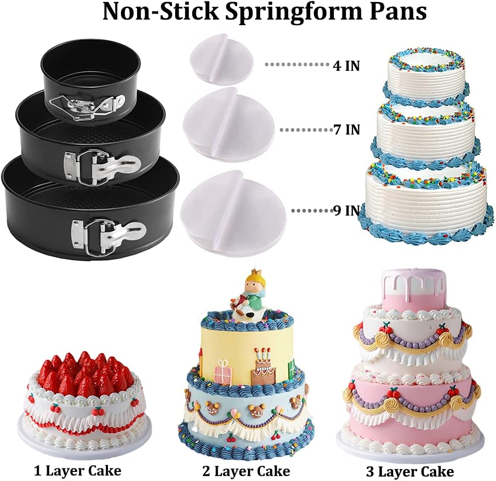Cake Decorating Kit, 678pcs Cake Decorating Supplies Kit with Cake &Cupcake Carrier,Cake Stand Turntable,Piping Bags and Russian & Rose Icing Piping Tips set,Springform Pans,Cake Baking Supplies Kit