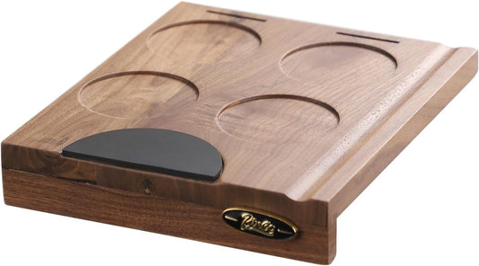 Bincoo Wooden Corner Coffee Tamper Mat,Espresso Tamper Station,Suit for 51-58mm Coffee Tamper Holder Pad for Baristas Protect Your Worktop (Brown)