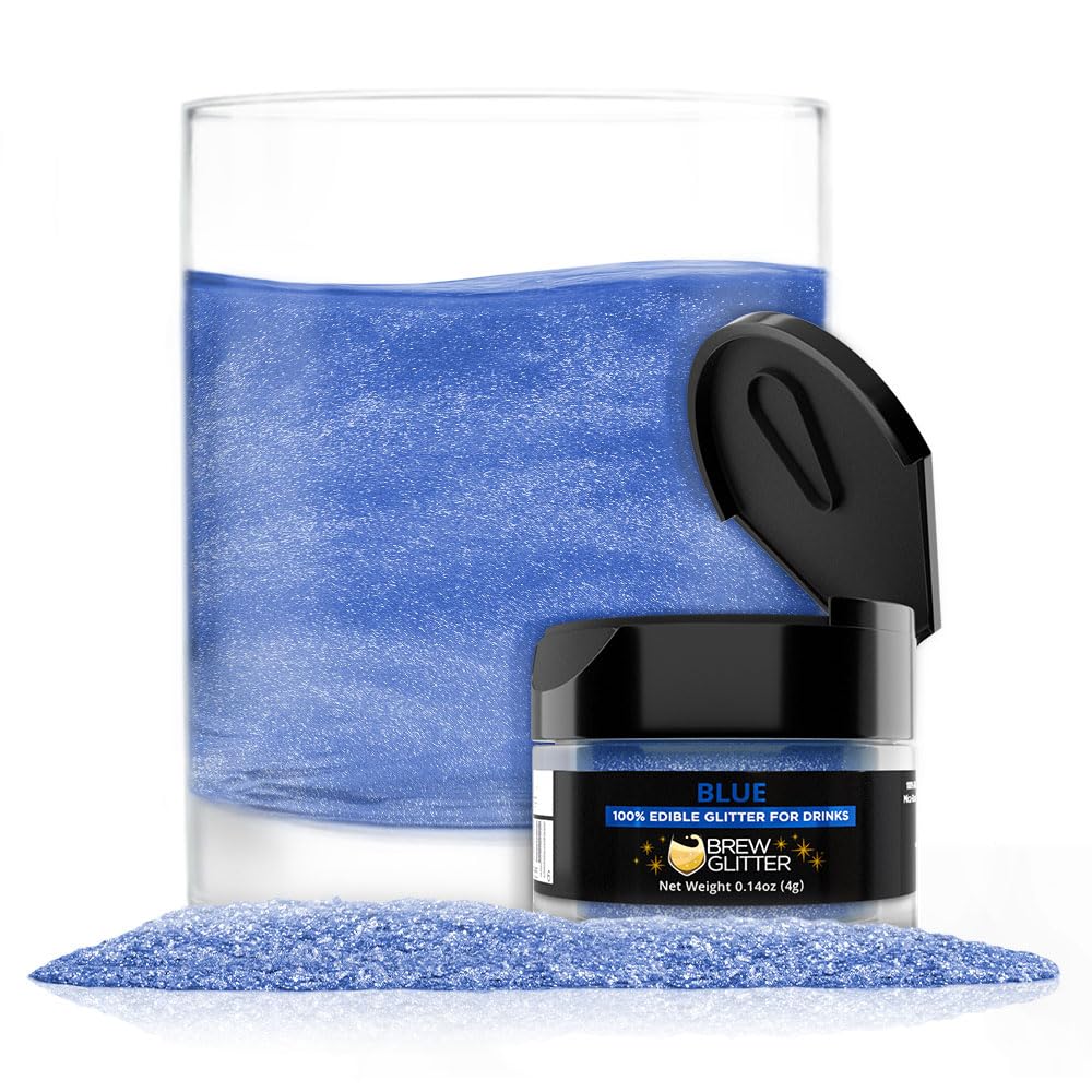 Brew Glitter Blue Edible Drink Glitter 1x 4g Jar for Cocktails, Beer, & Beverages