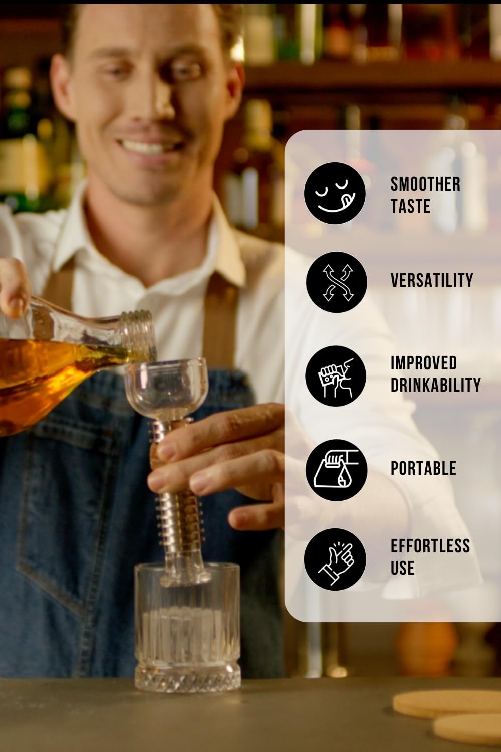 The Paz Magnetic Filtration Funnel - Stainless Steel Funnel for Smoother, Enhanced & Refined Drink Flavor - Premium Barware Essentials