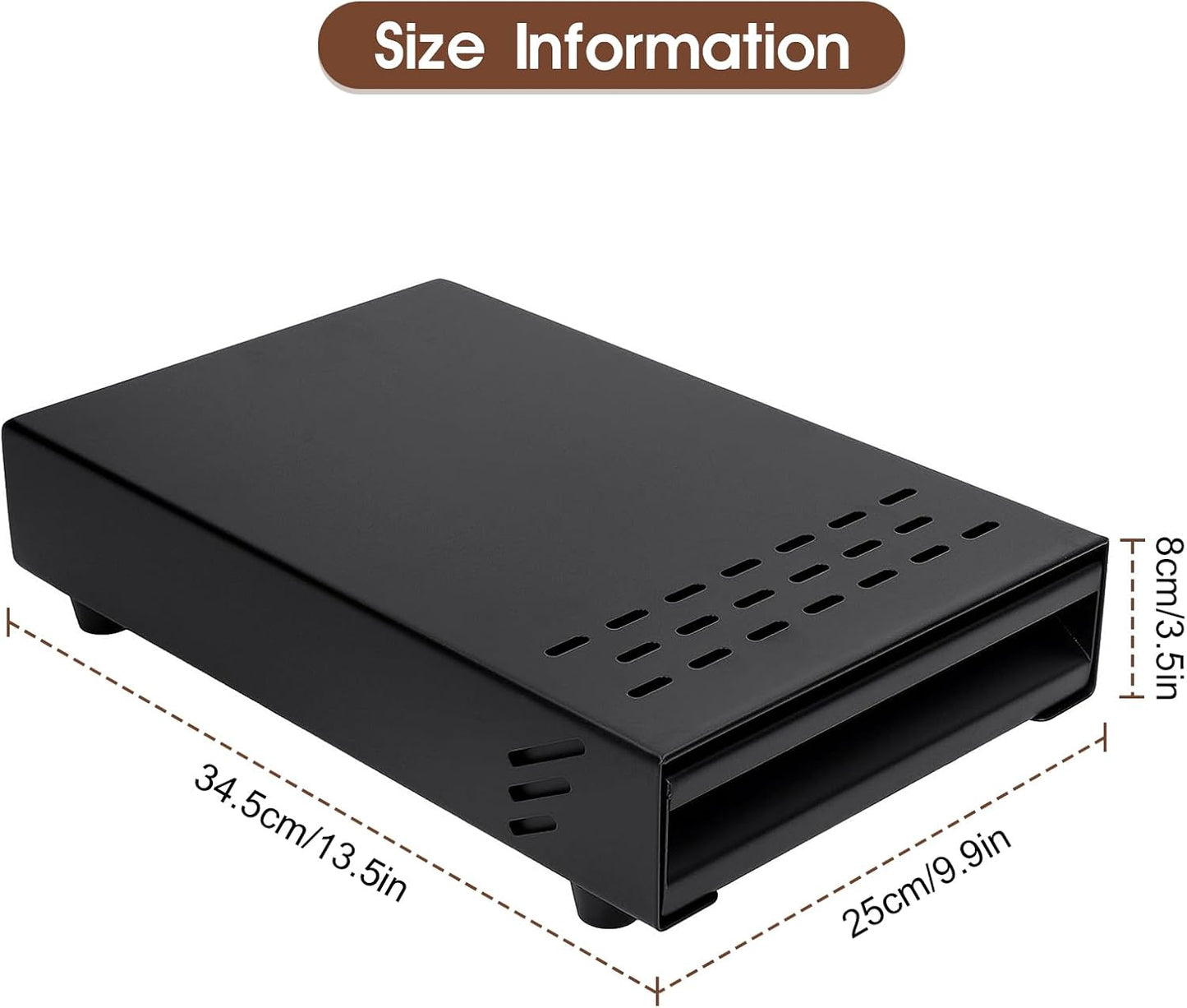 Espresso Knock Box, Stainless Steel Coffee Knocker Drawer with Non Slip Feet and Removable Rubber Lever, Coffee Knock Box Drawer 13.5 x 9.9 x 3.5 in