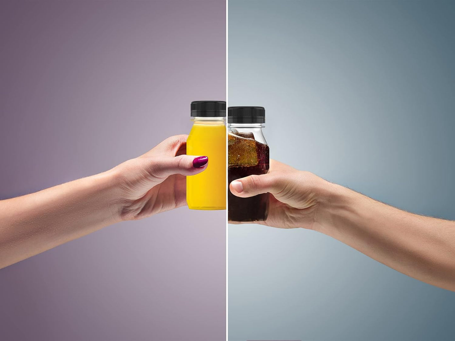 3 Pcs 8 oz Plastic Juice Bottle Reusable Transparent Bulk Beverage Containers with Black Lids for Juice, Drinking Milkshake Tea, Milk, Juicing Smoothie Water and Other Beverages, Fridge Storage